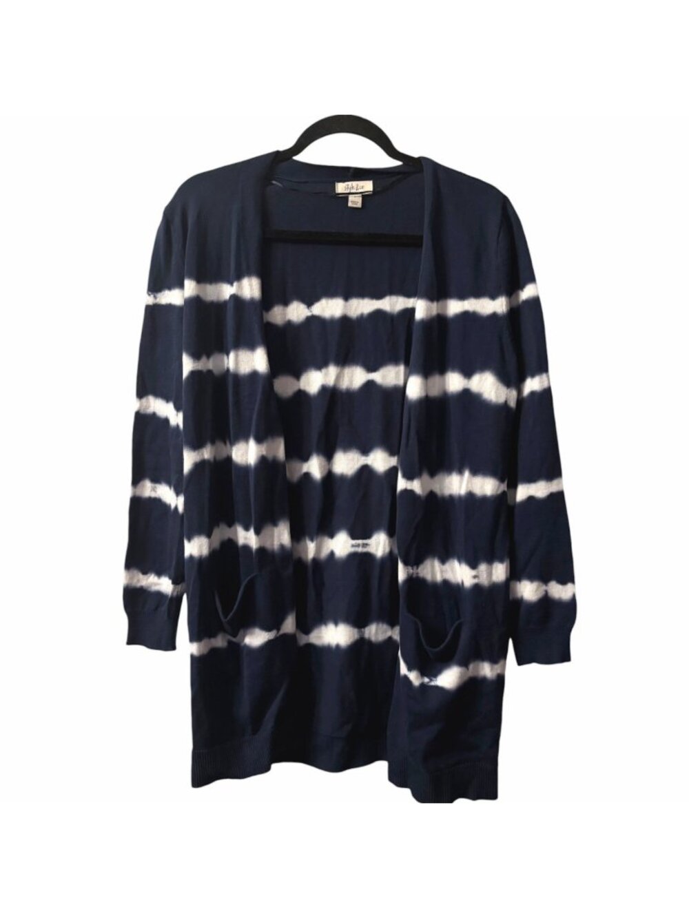 NWT Style & Co Tie Dye Knit Cardigan S Cotton Stripe Open Front Longline Boho